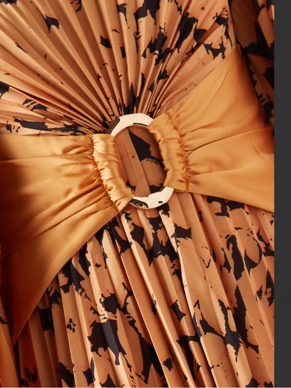 Acler Fernlea Golden Pleated Satin Maxi Dress with Black Embellishment - Picture 6 of 10